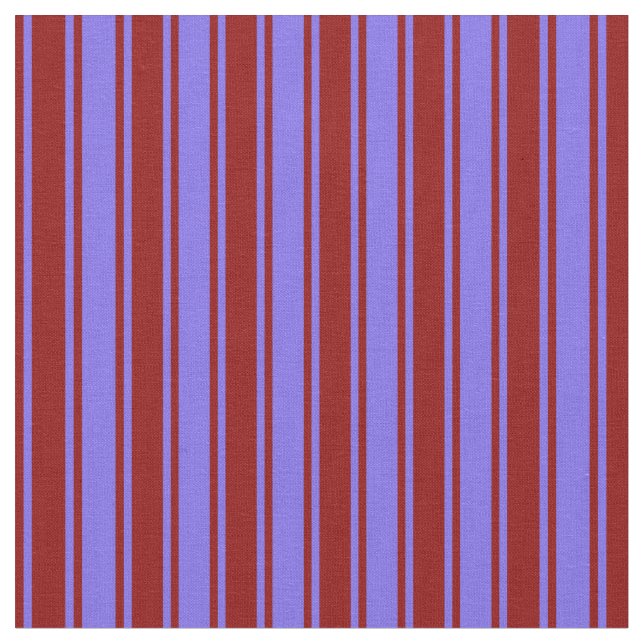 Medium Slate Blue & Dark Red Stripes Fabric (Close Up)