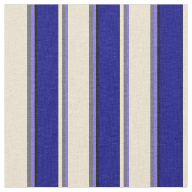 Medium Slate Blue, Dim Gray, Beige, Blue & Black Fabric (Close Up)