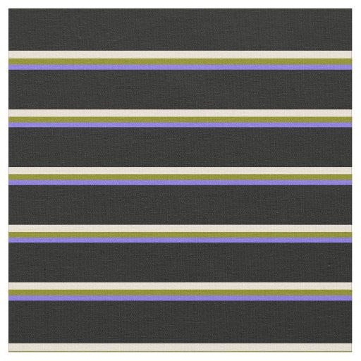 Medium Slate Blue, Green, Bisque, and Black Lines Fabric