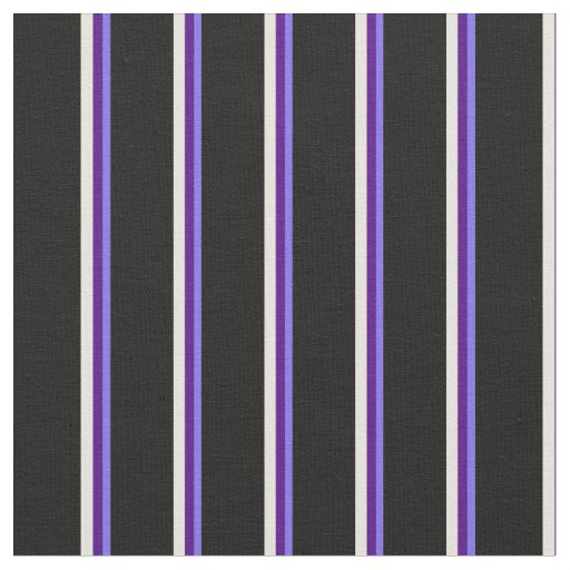 Medium Slate Blue, Indigo, Beige & Black Stripes Fabric