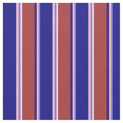 Medium Slate Blue, Light Pink, Blue, Brown & White Fabric