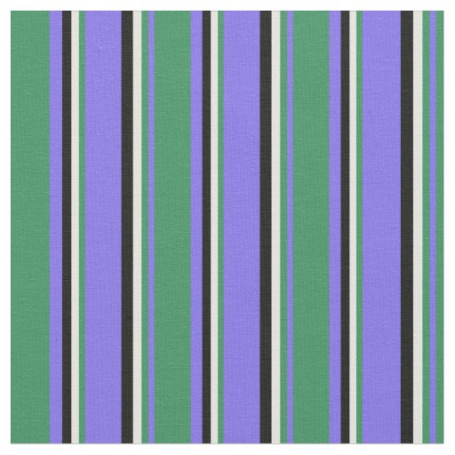 Medium Slate Blue, Sea Green, Light Yellow & Black Fabric