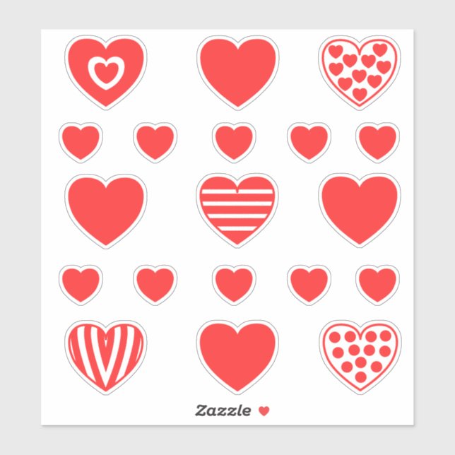 Medium small red Hearts pattern 2 Sticker (Sheet)