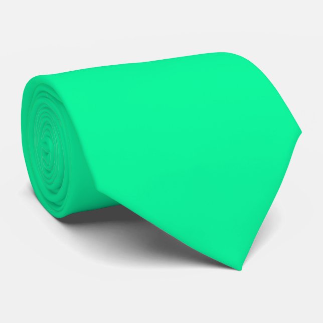 Medium Spring Green Color Solid Plain Neck Tie (Rolled)