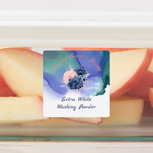 Medium Square Waterproof Label with Flowers