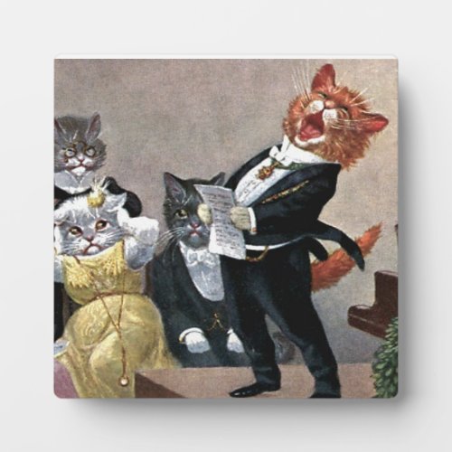 Medium Tabletop Plaque Easel Funny Singing Kitty
