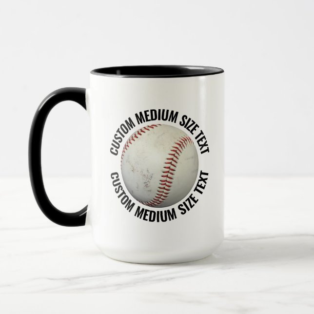 Medium Text BLACK Combo 15oz Custom Baseball Mug (Left)