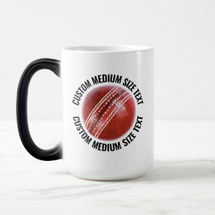 Medium Text Cricket Ball 15oz Custom Heat Changing Color Morph Mug