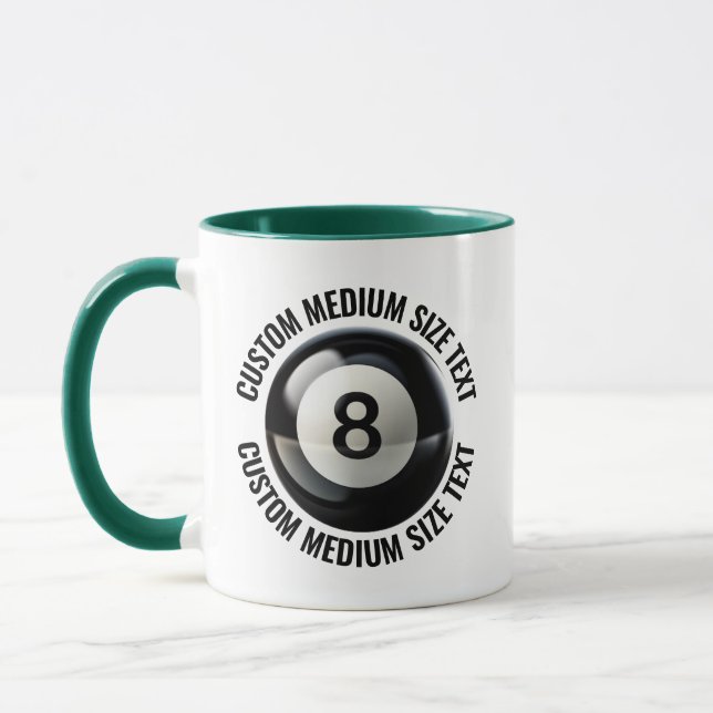 Medium Text HUNTER GREEN Combo 11oz Custom 8 Ball Mug (Left)