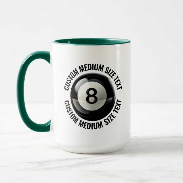 Medium Text HUNTER GREEN Combo 15oz Custom 8 Ball Mug (Left)