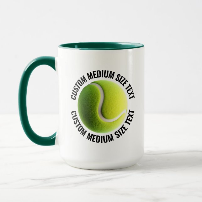 Medium Text HUNTER GREEN Combo 15oz Custom Tennis Mug (Left)
