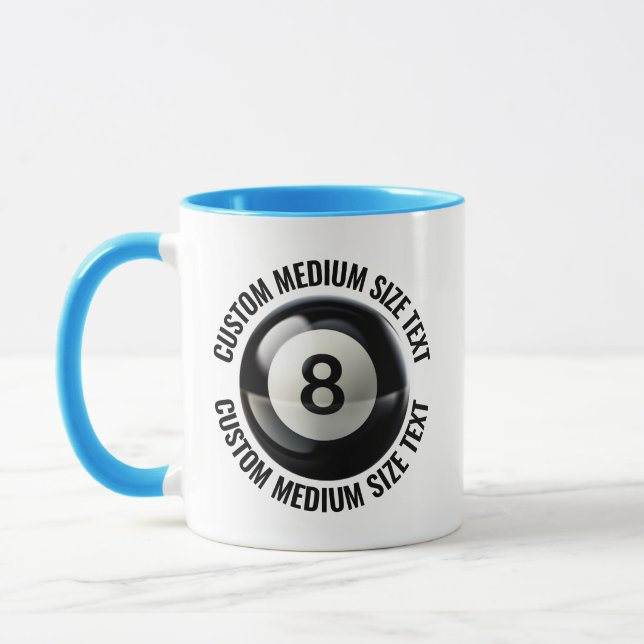 Medium Text LIGHT BLUE Combo 11oz Custom 8 Ball Mug (Left)