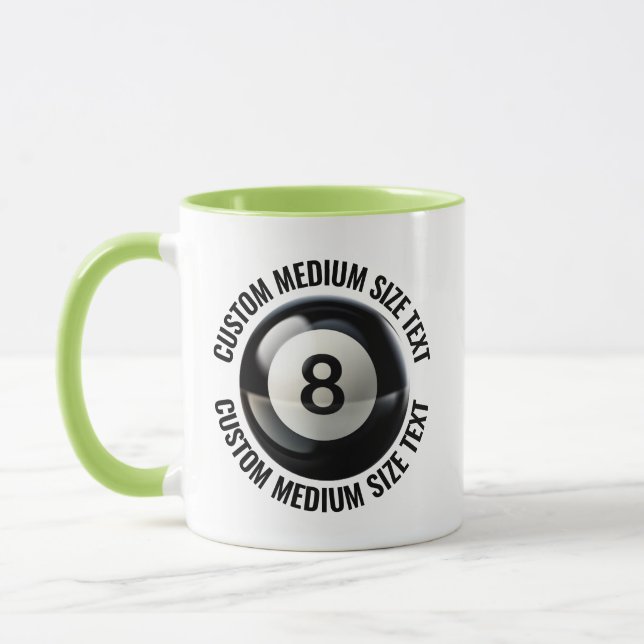 Medium Text LIME GREEN Combo 11oz Custom 8 Ball Mug (Left)