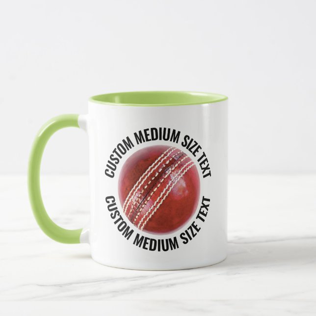 Medium Text LIME GREEN Combo 11oz Custom Cricket Mug (Left)