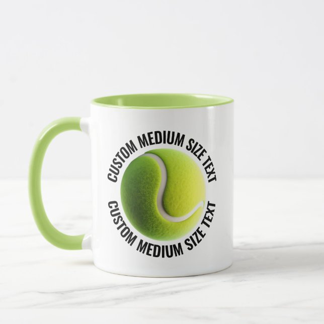 Medium Text LIME GREEN Combo 11oz Custom Tennis Mug (Left)