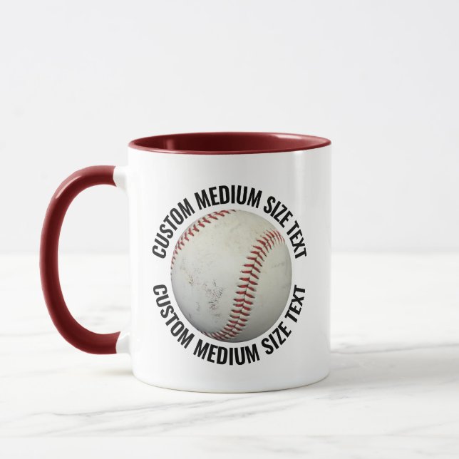 Medium Text MAROON Combo 11oz Custom Baseball Mug (Left)