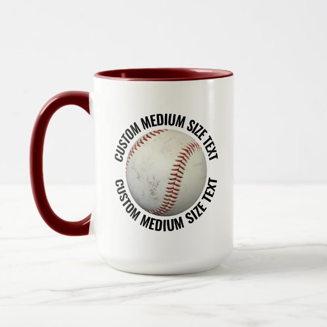 Medium Text MAROON Combo 15oz Custom Baseball Mug (Left)