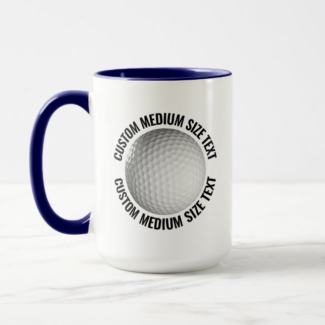 Medium Text NAVY BLUE Combo 15oz Custom Golf Mug (Left)