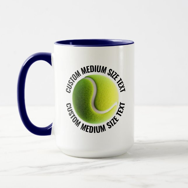 Medium Text NAVY BLUE Combo 15oz Custom Tennis Mug (Left)
