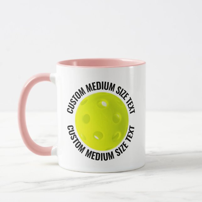 Medium Text PINK Combo 11oz Custom Pickleball Mug (Left)