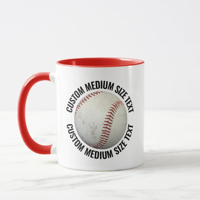 Medium Text RED Combo 11oz Custom Baseball Mug (Left)
