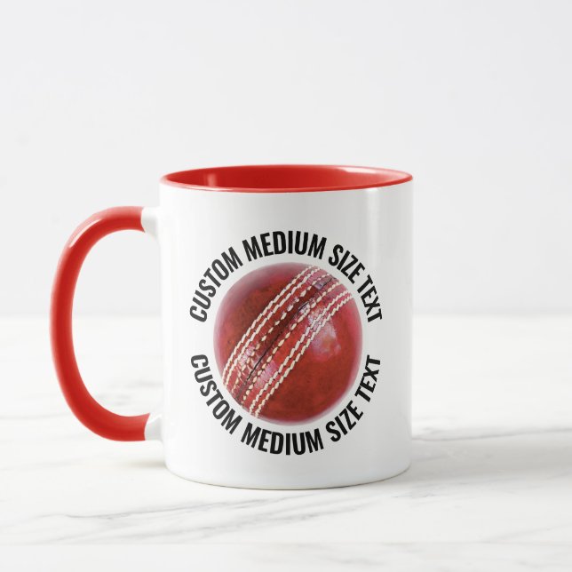 Medium Text RED Combo 11oz Custom Cricket Mug (Left)