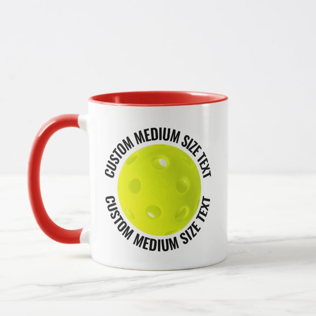 Medium Text RED Combo 11oz Custom Pickleball Mug (Left)
