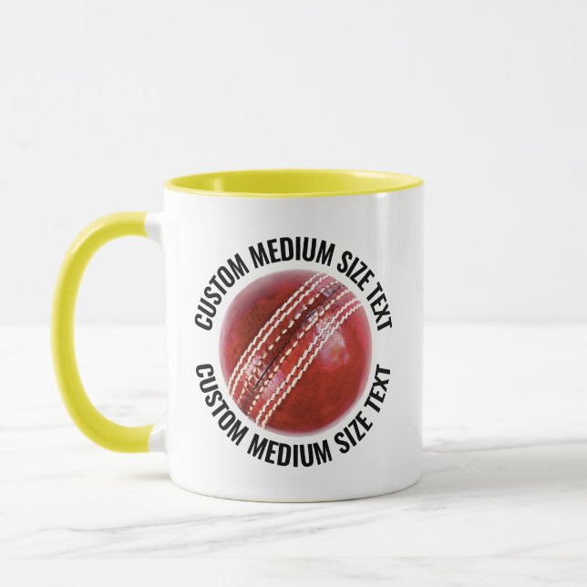 Medium Text YELLOW Combo 11oz Custom Cricket Mug (Left)