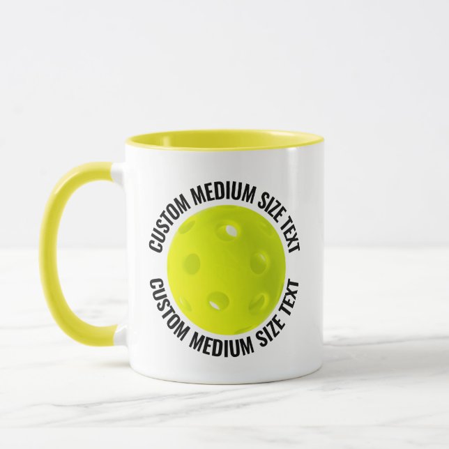 Medium Text YELLOW Combo 11oz Custom Pickleball Mug (Left)