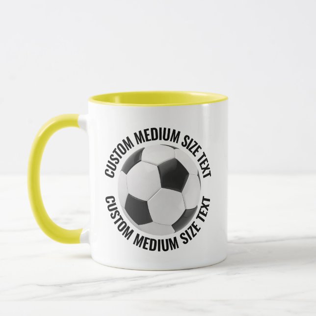 Medium Text YELLOW Combo 11oz Custom Soccer Mug (Left)