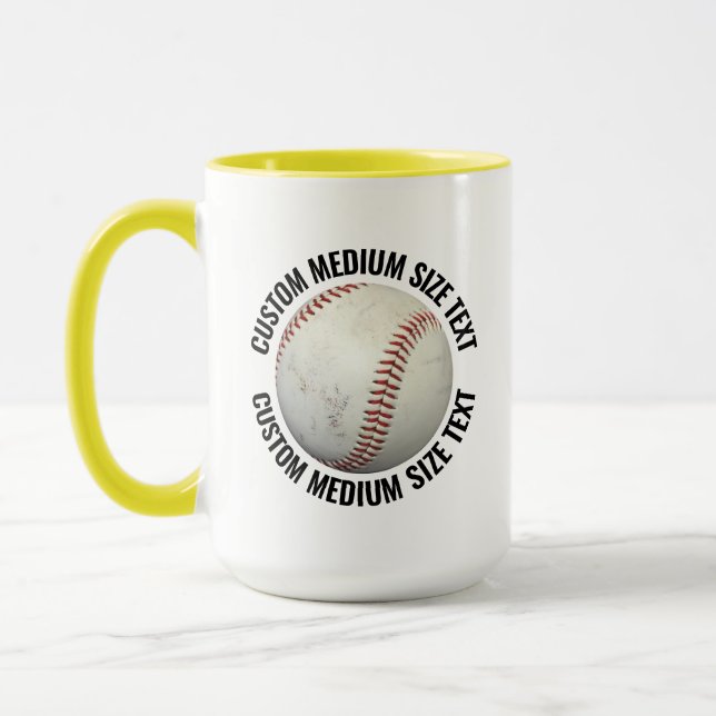 Medium Text YELLOW Combo 15oz Custom Baseball Mug (Left)
