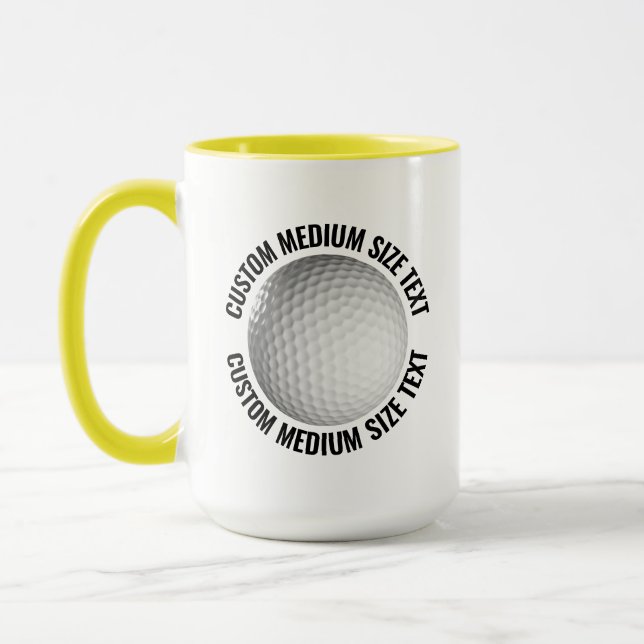 Medium Text YELLOW Combo 15oz Custom Golf Mug (Left)