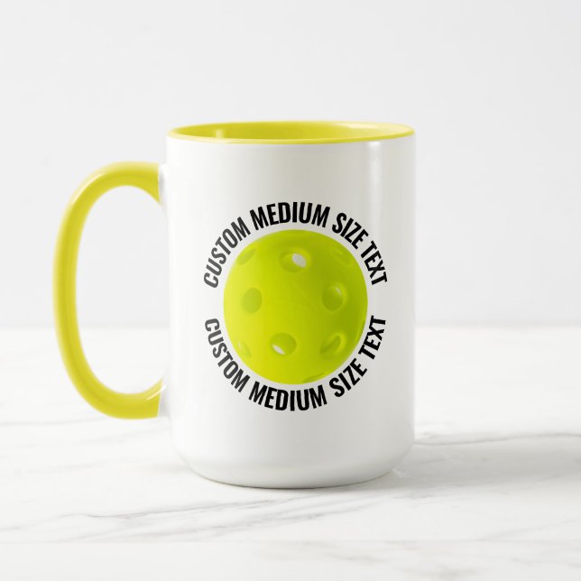 Medium Text YELLOW Combo 15oz Custom Pickleball Mug (Left)