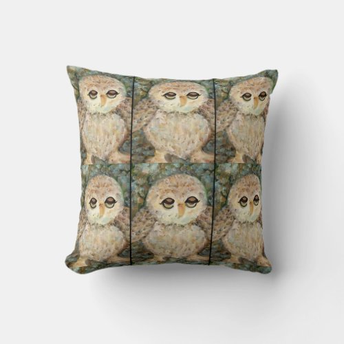 Medium Throw Pillow Original artwork Adorable Owls
