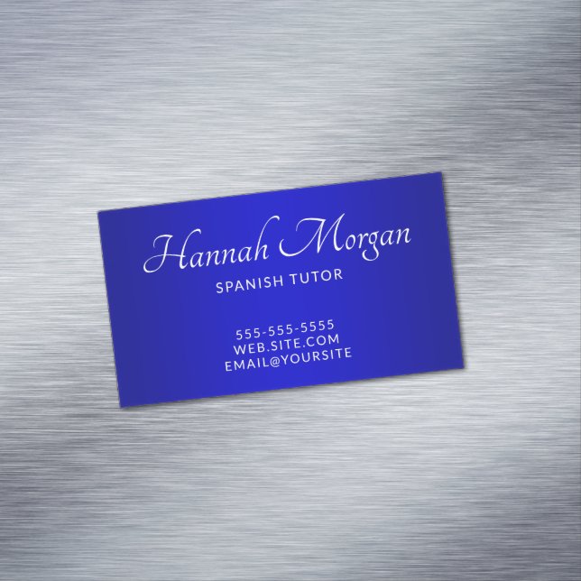 Medium to Dark Blue Elegant Ombre Business Card Magnet (In Situ)