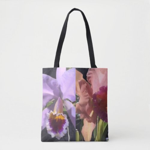 Medium Tote Bag Brushed Polyester Floral Orchids