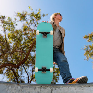 Medium Turquoise Solid Color Background Skateboard