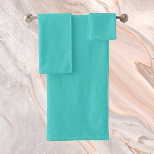 Medium Turquoise Solid Color Bath Towel Set