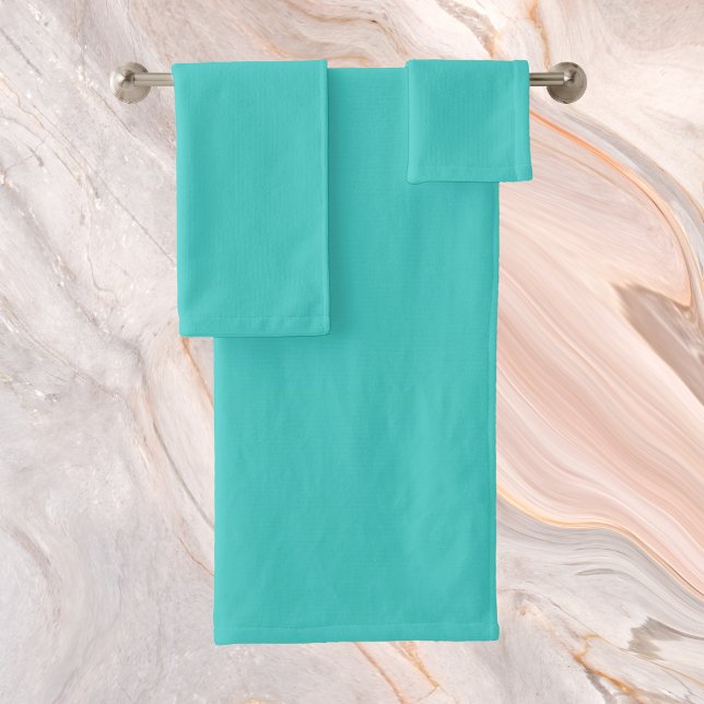 Medium Turquoise Solid Color Bath Towel Set (Creator Uploaded)