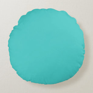 Medium Turquoise Solid Color Round Pillow