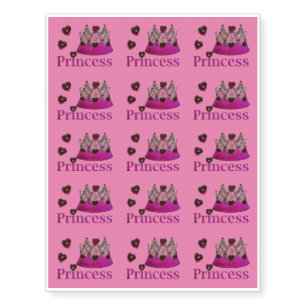 Medium Violet Red Princess Crown Temporary Tattoos