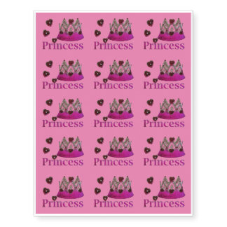 Medium Violet Red Princess Crown Temporary Tattoos