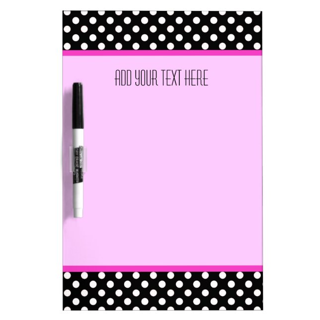 Medium w/ Pen: Polkadot Pink Trim: Dry Erase Board (Front)