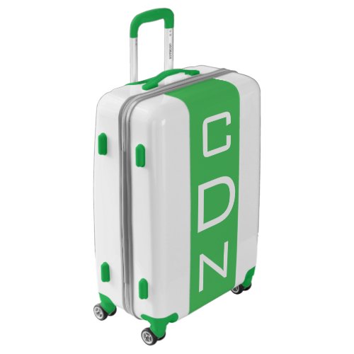 MEDIUM White  Green Monogrammed Luggage