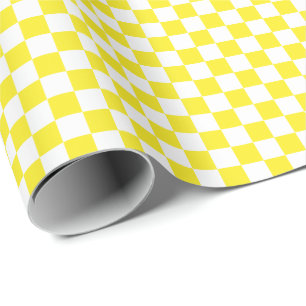 Medium Yellow and White Checks Wrapping Paper