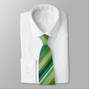 Medley of Green Warm Cool Stripes Neck Tie