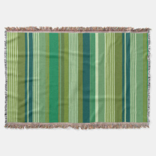 Medley of Green Warm Cool Stripes Throw Blanket