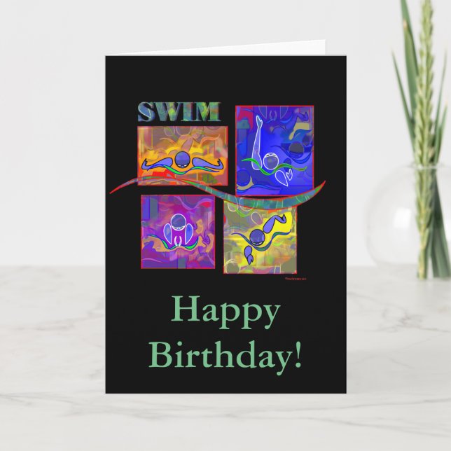 Medley Swim Birthday Card (Front)