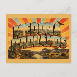Medora Badlands ND Little Missouri Art Postcard