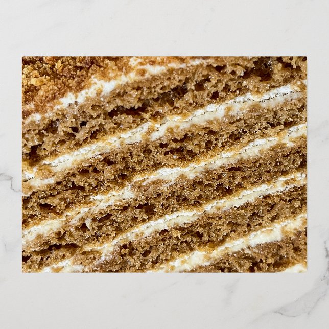 Medovik Cake Abstract Foil Holiday Postcard (Front)